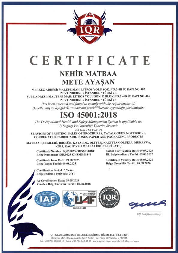 ISO 45001 Sertifikası